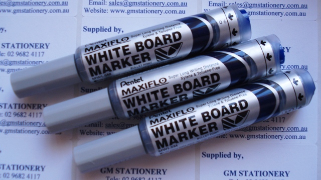 Pentel MWL5C Maxiflo Whiteboard Marker Blue Bullet Point Box 12